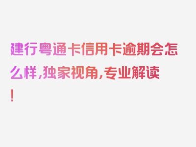 建行粤通卡信用卡逾期会怎么样，独家视角，专业解读！