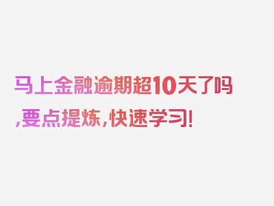 马上金融逾期超10天了吗，要点提炼，快速学习！