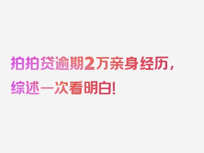 拍拍贷逾期2万亲身经历，综述一次看明白！