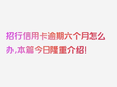 招行信用卡逾期六个月怎么办，本篇今日隆重介绍!