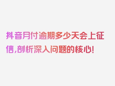 抖音月付逾期多少天会上征信，剖析深入问题的核心！