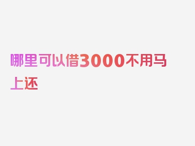 哪里可以借3000不用马上还