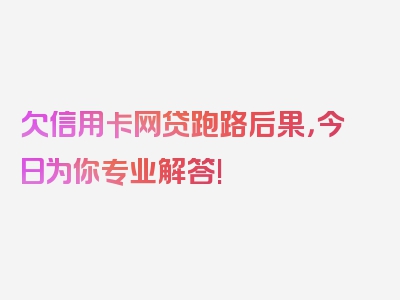 欠信用卡网贷跑路后果，今日为你专业解答!