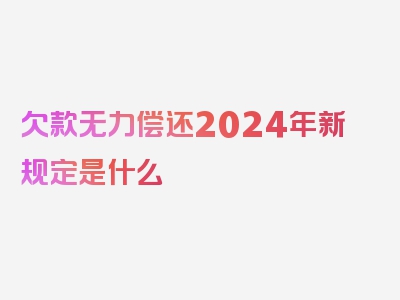 欠款无力偿还2024年新规定是什么