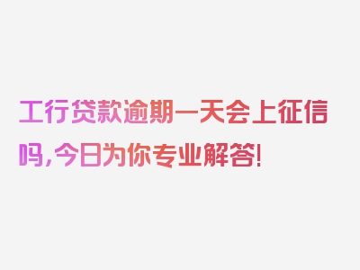 工行贷款逾期一天会上征信吗，今日为你专业解答!