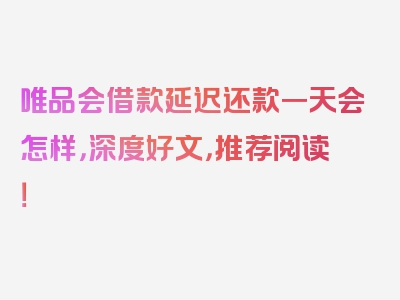 唯品会借款延迟还款一天会怎样，深度好文，推荐阅读！