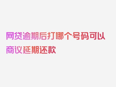 网贷逾期后打哪个号码可以商议延期还款