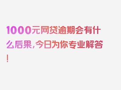 1000元网贷逾期会有什么后果，今日为你专业解答!