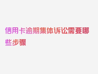 信用卡逾期集体诉讼需要哪些步骤