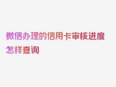 微信办理的信用卡审核进度怎样查询