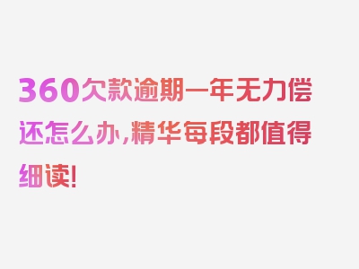 360欠款逾期一年无力偿还怎么办，精华每段都值得细读！