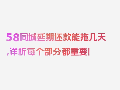 58同城延期还款能拖几天，详析每个部分都重要！