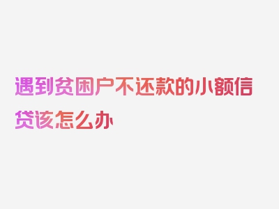 遇到贫困户不还款的小额信贷该怎么办