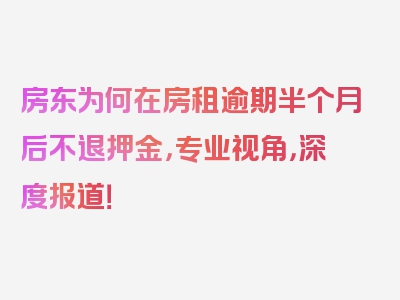 房东为何在房租逾期半个月后不退押金，专业视角，深度报道！