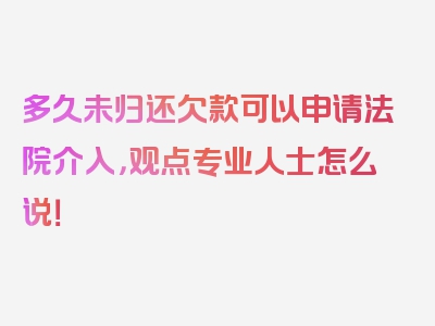 多久未归还欠款可以申请法院介入，观点专业人士怎么说！