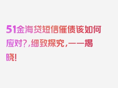 51金海贷短信催债该如何应对?，细致探究，一一揭晓！