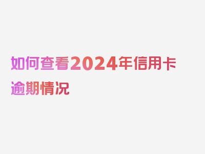 如何查看2024年信用卡逾期情况