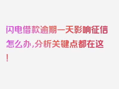 闪电借款逾期一天影响征信怎么办，分析关键点都在这！