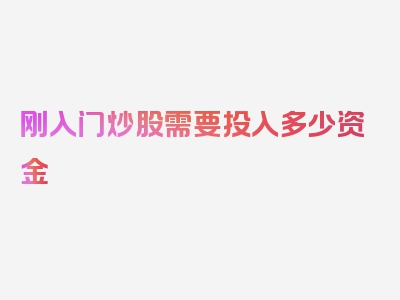 刚入门炒股需要投入多少资金