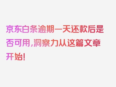 京东白条逾期一天还款后是否可用，洞察力从这篇文章开始！