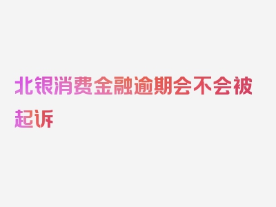 北银消费金融逾期会不会被起诉