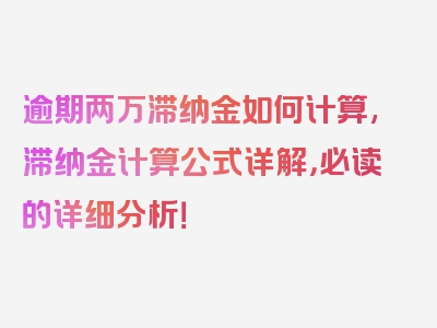 逾期两万滞纳金如何计算,滞纳金计算公式详解，必读的详细分析！