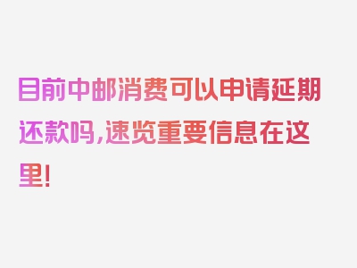 目前中邮消费可以申请延期还款吗，速览重要信息在这里！