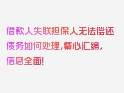 借款人失联担保人无法偿还债务如何处理，精心汇编，信息全面！