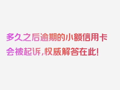 多久之后逾期的小额信用卡会被起诉，权威解答在此！