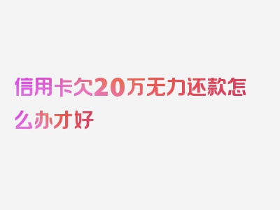 信用卡欠20万无力还款怎么办才好