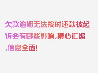 欠款逾期无法按时还款被起诉会有哪些影响，精心汇编，信息全面！