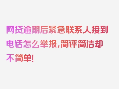 网贷逾期后紧急联系人接到电话怎么举报，简评简洁却不简单！