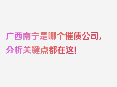 广西南宁是哪个催债公司，分析关键点都在这！