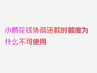 小鹅花钱协商还款时额度为什么不可使用