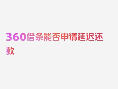 360借条能否申请延迟还款