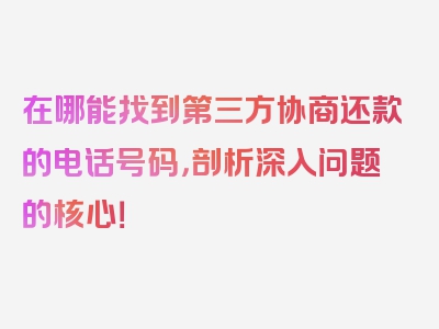 在哪能找到第三方协商还款的电话号码，剖析深入问题的核心！