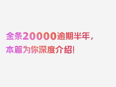 金条20000逾期半年，本篇为你深度介绍!