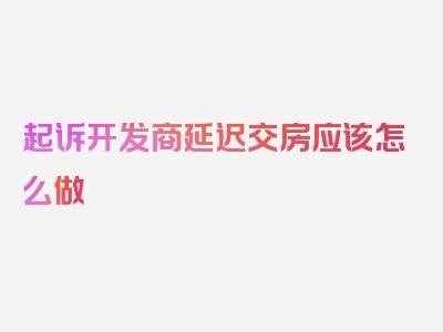 起诉开发商延迟交房应该怎么做