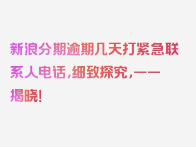 新浪分期逾期几天打紧急联系人电话，细致探究，一一揭晓！