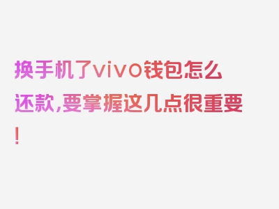 换手机了vivo钱包怎么还款，要掌握这几点很重要！