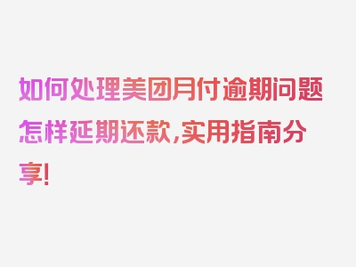 如何处理美团月付逾期问题怎样延期还款，实用指南分享！