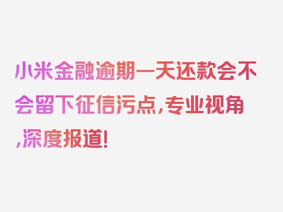 小米金融逾期一天还款会不会留下征信污点，专业视角，深度报道！