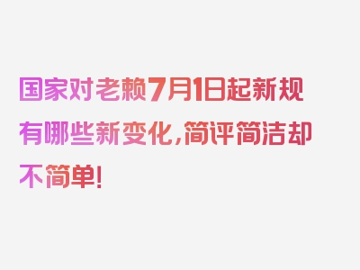 国家对老赖7月1日起新规有哪些新变化，简评简洁却不简单！