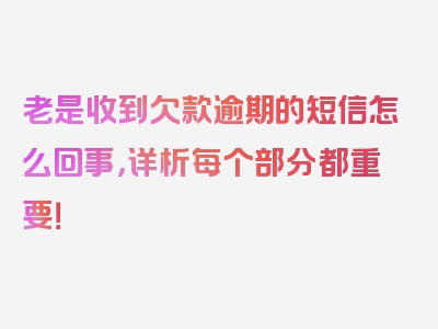 老是收到欠款逾期的短信怎么回事，详析每个部分都重要！