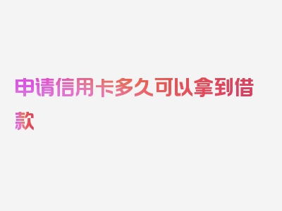 申请信用卡多久可以拿到借款