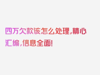 四万欠款该怎么处理，精心汇编，信息全面！