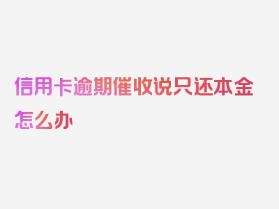 信用卡逾期催收说只还本金怎么办