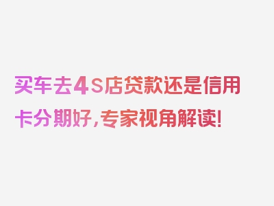 买车去4s店贷款还是信用卡分期好，专家视角解读！