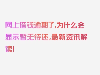 网上借钱逾期了,为什么会显示暂无待还，最新资讯解读！