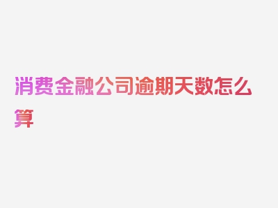 消费金融公司逾期天数怎么算